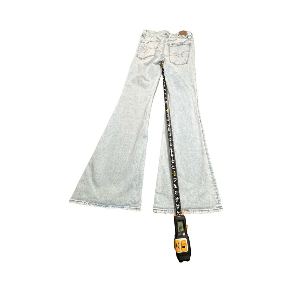 American Eagle Jeans Womens 6 Light Blue Super Hi-Rise Flare Button Fly Stretch - Picture 7 of 13
